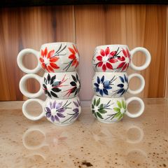 6 Adet Ece Zambak Kupa Bardak Mug Duble Kahve Fincanı