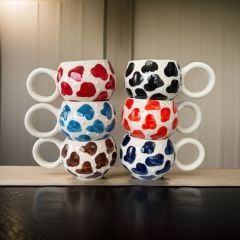 6 Adet Ece Dalmaçyalı Kupa Bardak Mug Duble Kahve Fincanı