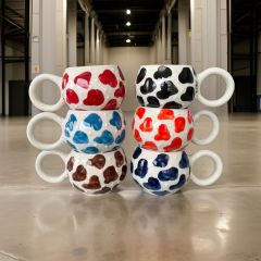 6 Adet Ece Dalmaçyalı Kupa Bardak Mug Duble Kahve Fincanı