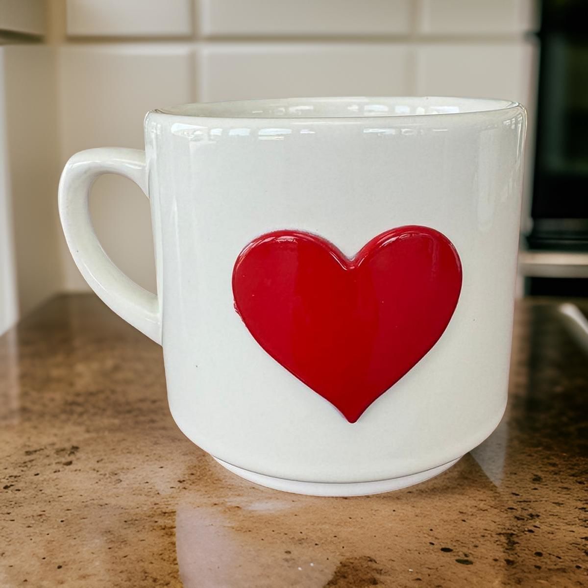 Metalli Kalp Seramik Kupa Bardak Duble Kahve Fincanı