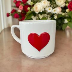 Metalli Kalp Seramik Kupa Bardak Duble Kahve Fincanı