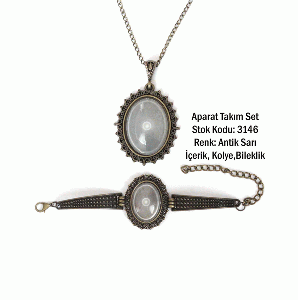 Kolye Bileklik Aparat Takım Set 3146 Antik Sarı
