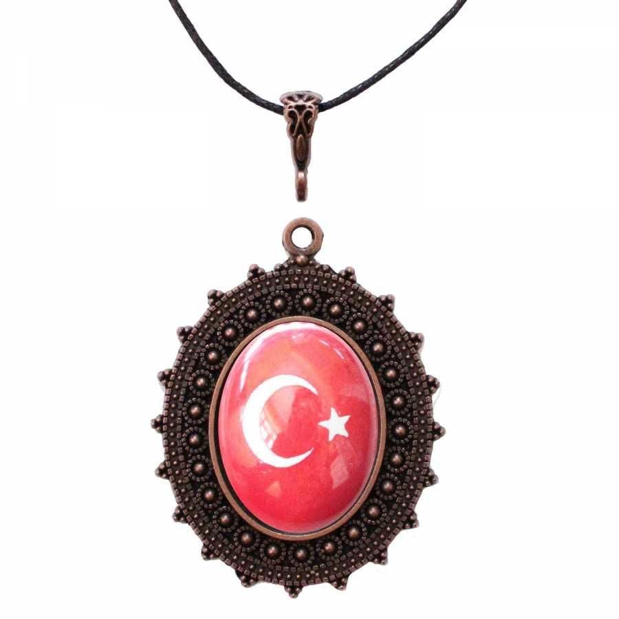 İlbay Çini Seramik Türk Bayrağı Kolye 010DS700