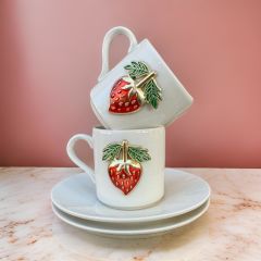 İlbay Porselen 2 Kişilik Metalli Çilek Türk Kahvesi Fincanı Takımı