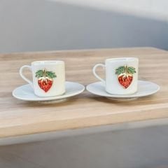 İlbay Porselen 2 Kişilik Metalli Çilek Türk Kahvesi Fincanı Takımı