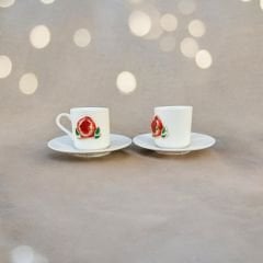 İlbay Porselen 2 Kişilik Metalli Nar Türk Kahvesi Fincanı Takımı