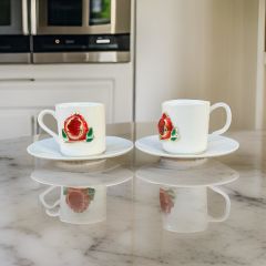 İlbay Porselen 2 Kişilik Metalli Nar Türk Kahvesi Fincanı Takımı