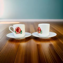 İlbay Porselen 2 Kişilik Metalli Nar Türk Kahvesi Fincanı Takımı