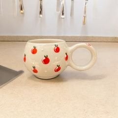 Ece  Baby Kırmızı Elma Seramik Kupa Bardak Mug Duble Kahve Fincanı