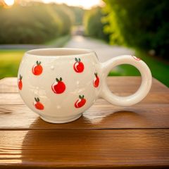 Ece  Baby Kırmızı Elma Seramik Kupa Bardak Mug Duble Kahve Fincanı