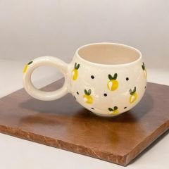 Ece  Baby Limon Seramik Kupa Bardak Mug Duble Kahve Fincanı