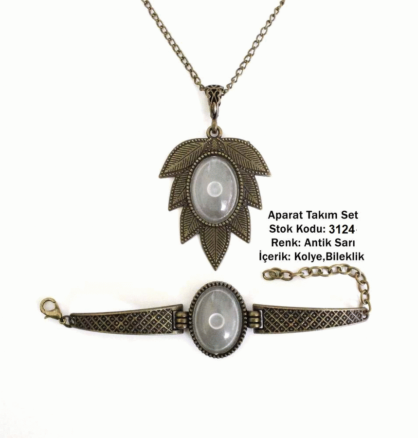 Kolye Bileklik Aparat Takım Set 3124 Antik Sarı