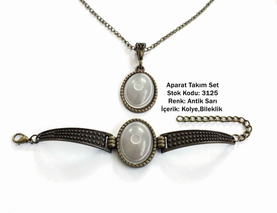 Kolye Bileklik Aparat Takım Set 3125 Antik Sarı