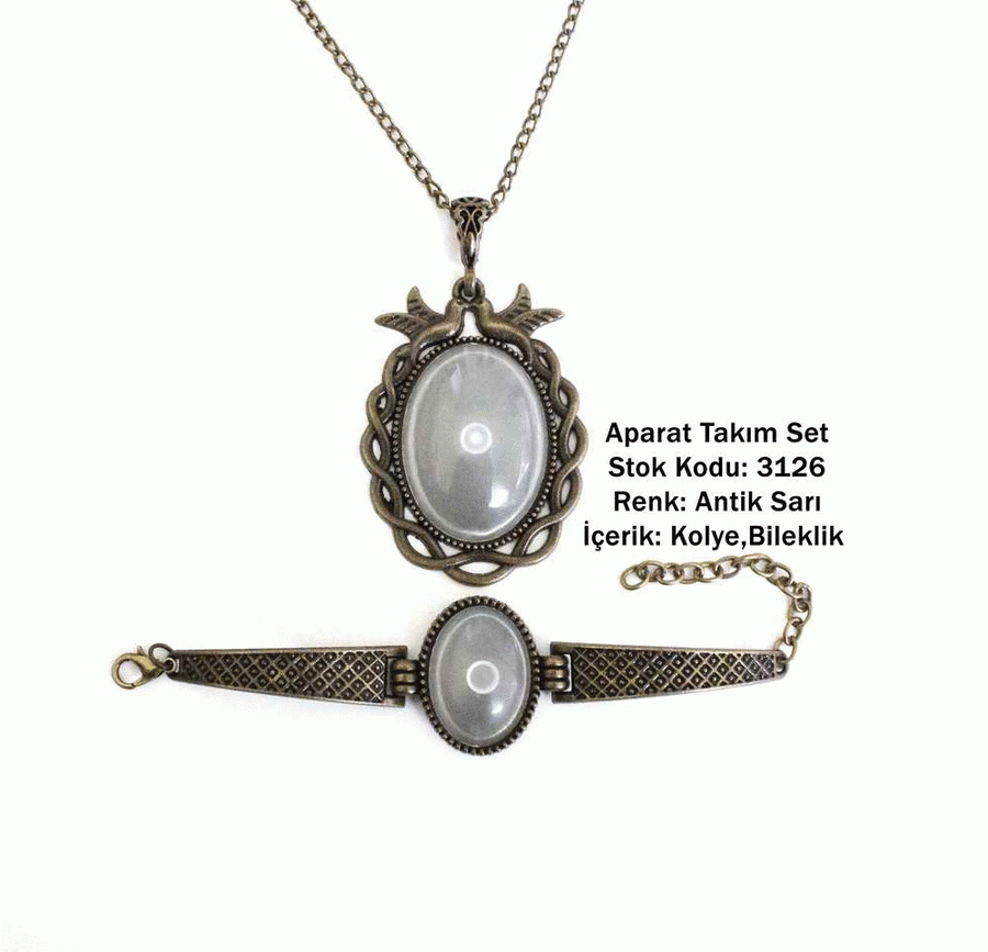 Kolye Bileklik Aparat Takım Set 3126 Antik Sarı