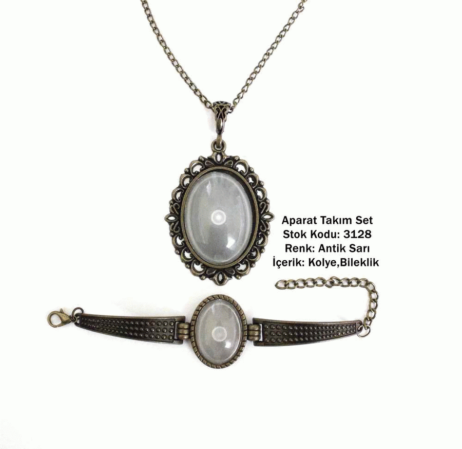 Kolye Bileklik Aparat Takım Set 3128 Antik Sarı