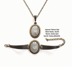 Kolye Bileklik Aparat Takım Set 3133 Antik Sarı