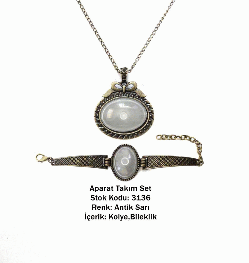 Kolye Bileklik Aparat Takım Set 3136 Antik Sarı