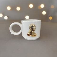 Halka Kulp Altın Sarısı Atatürk Seramik Kupa Bardak Mug