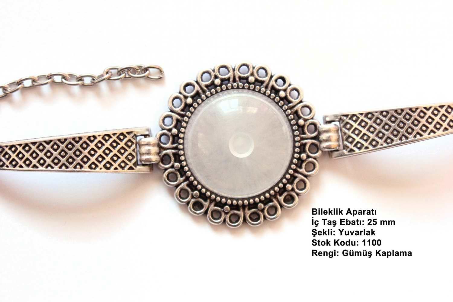 Gümüş Kaplama Yuvarlak Metal Bileklik Aparatı 1100