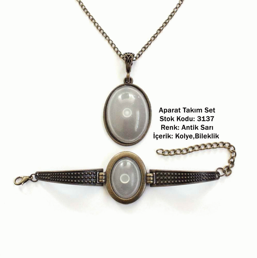 Kolye Bileklik Aparat Takım Set 3137 Antik Sarı