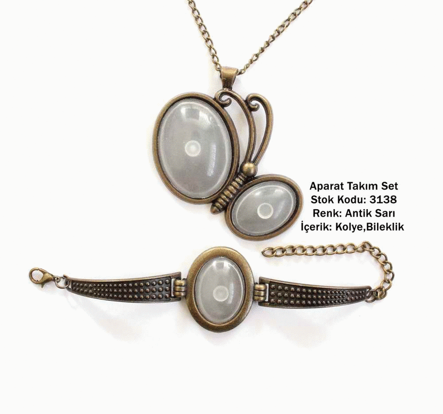 Kolye Bileklik Aparat Takım Set 3138 Antik Sarı