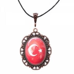 İlbay Çini Seramik Türk Bayrağı Kolye 018DS700