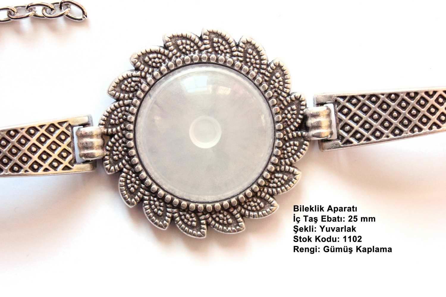 Gümüş Kaplama Yuvarlak Metal Bileklik Aparatı 1102