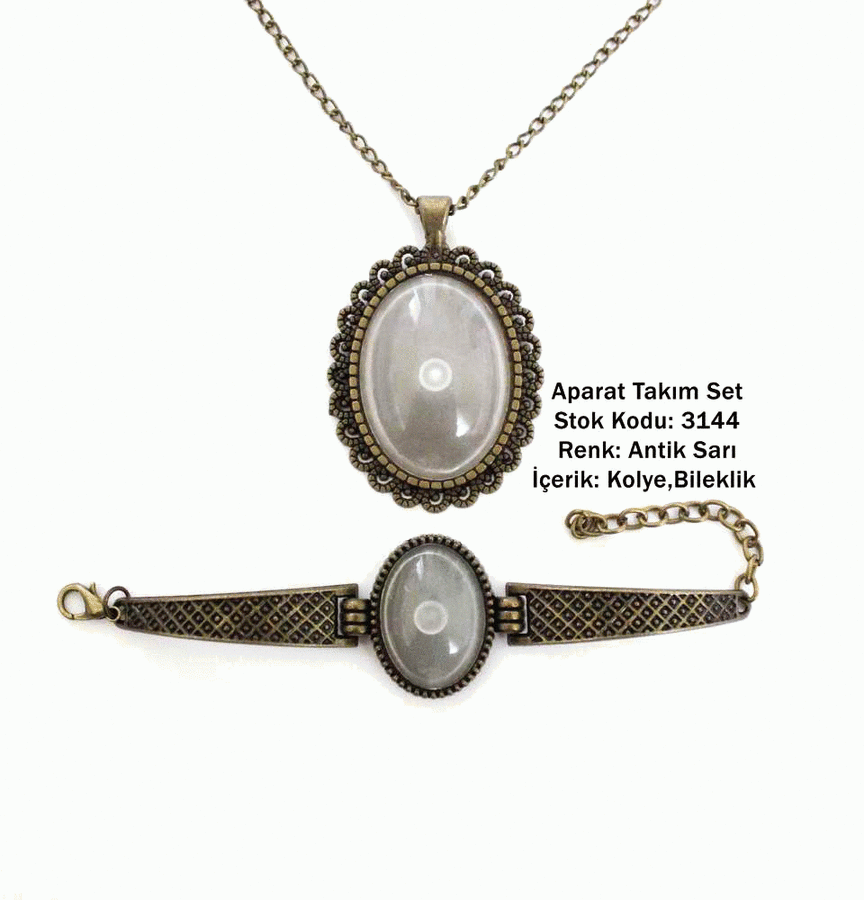 Kolye Bileklik Aparat Takım Set 3144 Antik Sarı