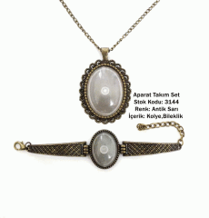 Kolye Bileklik Aparat Takım Set 3144 Antik Sarı