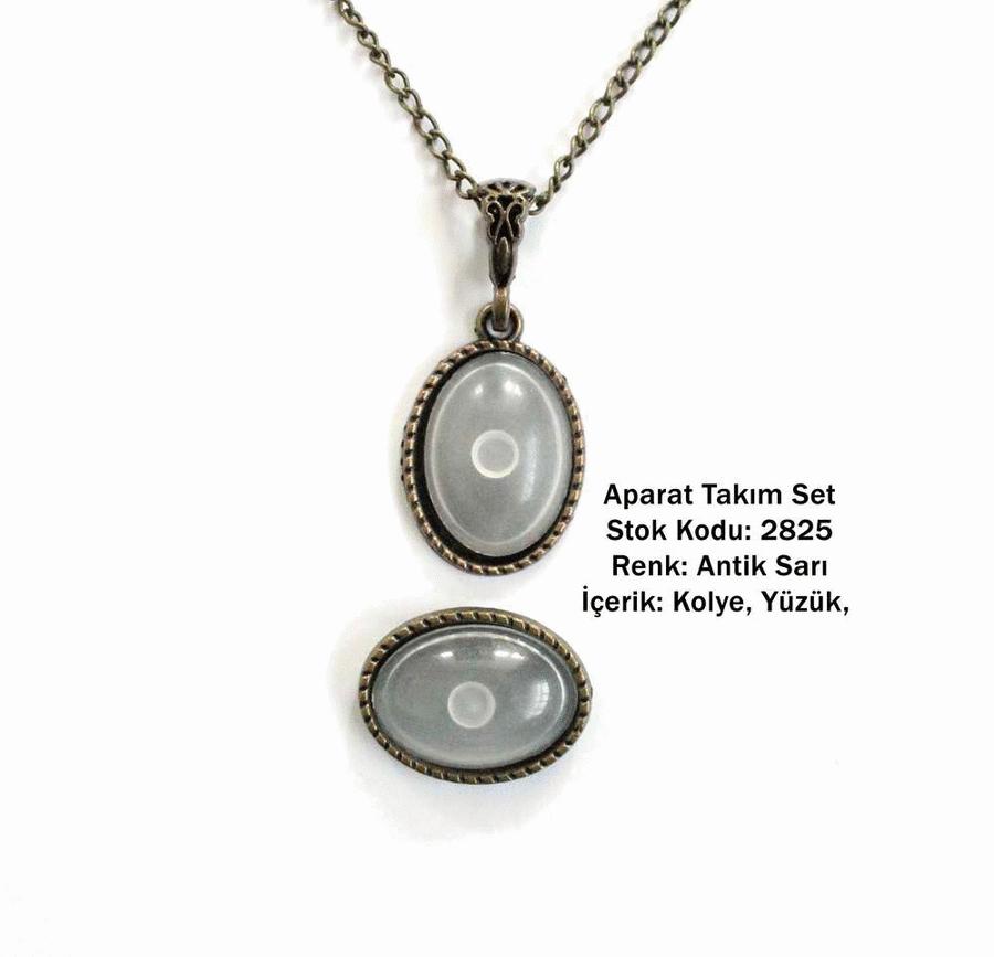 Kolye Yüzük Aparat Takım Set 2825 Antik Sarı