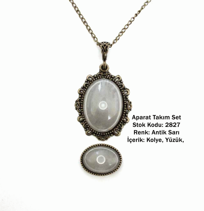 Kolye Yüzük Aparat Takım Set 2827 Antik Sarı