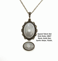 Kolye Yüzük Aparat Takım Set 2827 Antik Sarı