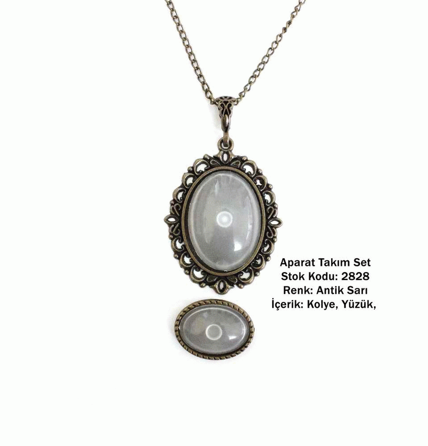 Kolye Yüzük Aparat Takım Set 2828 Antik Sarı