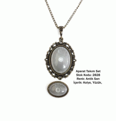 Kolye Yüzük Aparat Takım Set 2828 Antik Sarı