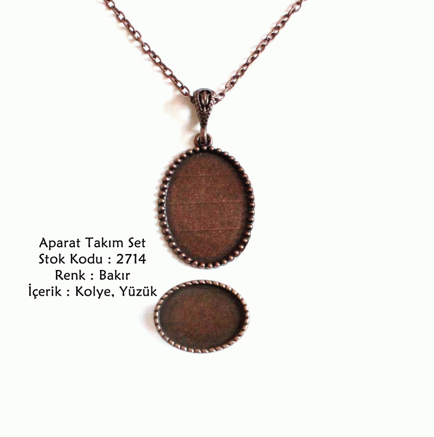 Kolye Yüzük Aparat Takım Set 2714 Bakır Kaplama