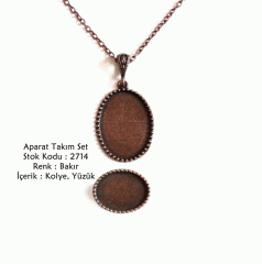 Kolye Yüzük Aparat Takım Set 2714 Bakır Kaplama