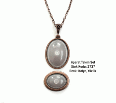 Kolye Yüzük Aparat Takım Set 2737 Bakır Kaplama