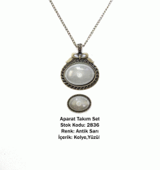 Kolye Yüzük Aparat Takım Set 2836 Antik Sarı