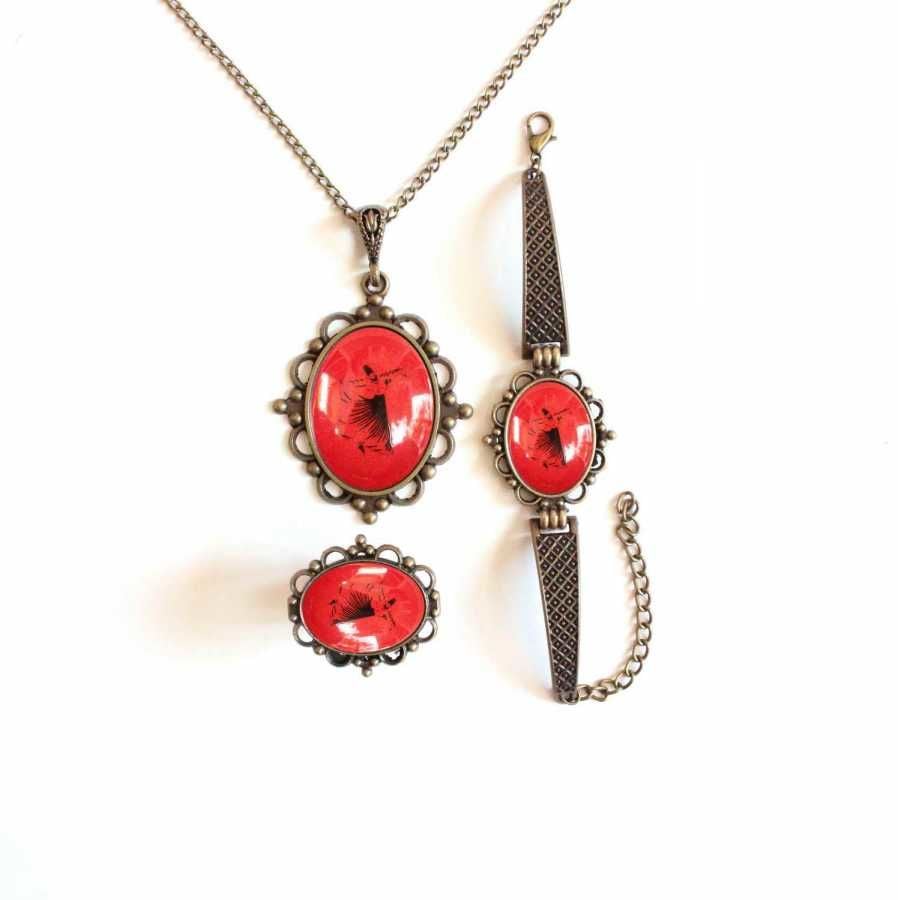 İlbay Çini Takı Kolye Bileklik Yüzük Seti 2016DS508