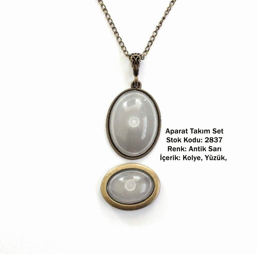 Kolye Yüzük Aparat Takım Set 2837 Antik Sarı