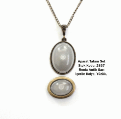 Kolye Yüzük Aparat Takım Set 2837 Antik Sarı