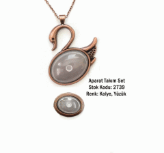 Kolye Yüzük Aparat Takım Set 2739 Bakır Kaplama