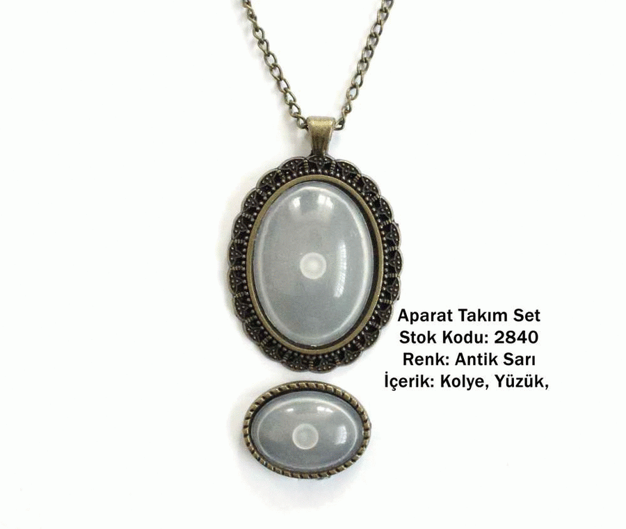 Kolye Yüzük Aparat Takım Set 2840 Antik Sarı
