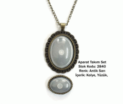 Kolye Yüzük Aparat Takım Set 2840 Antik Sarı