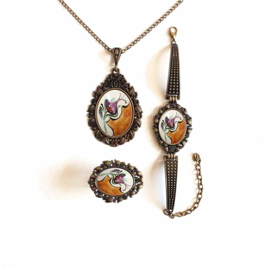 İlbay Çini Takı Kolye Bileklik Yüzük Seti 2017DS009