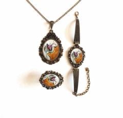 İlbay Çini Takı Kolye Bileklik Yüzük Seti 2017DS009