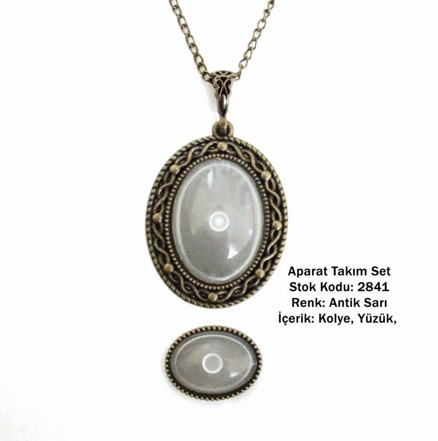 Kolye Yüzük Aparat Takım Set 2841 Antik Sarı
