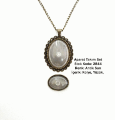 Kolye Yüzük Aparat Takım Set 2844 Antik Sarı