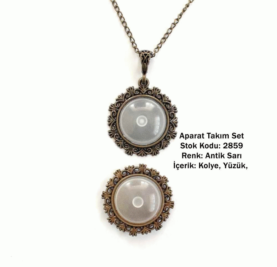 Kolye Yüzük Aparat Takım Set 2859 Antik Sarı