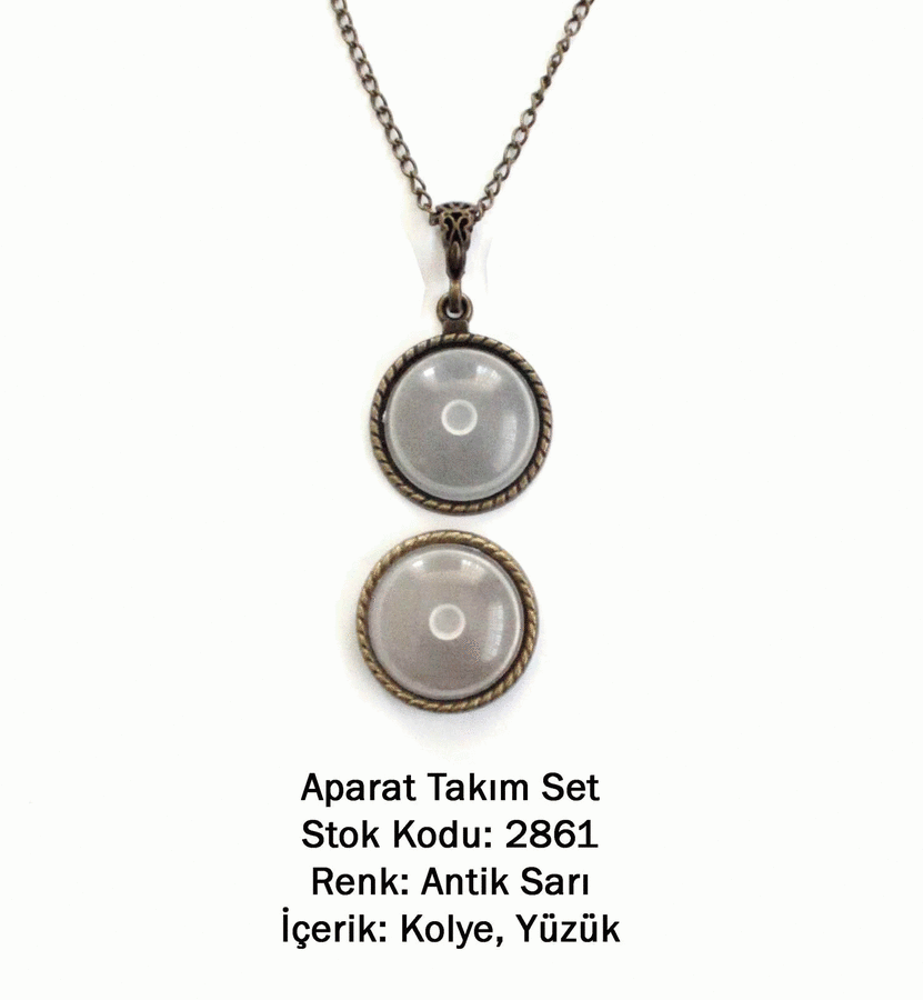 Kolye Yüzük Aparat Takım Set 2861 Antik Sarı
